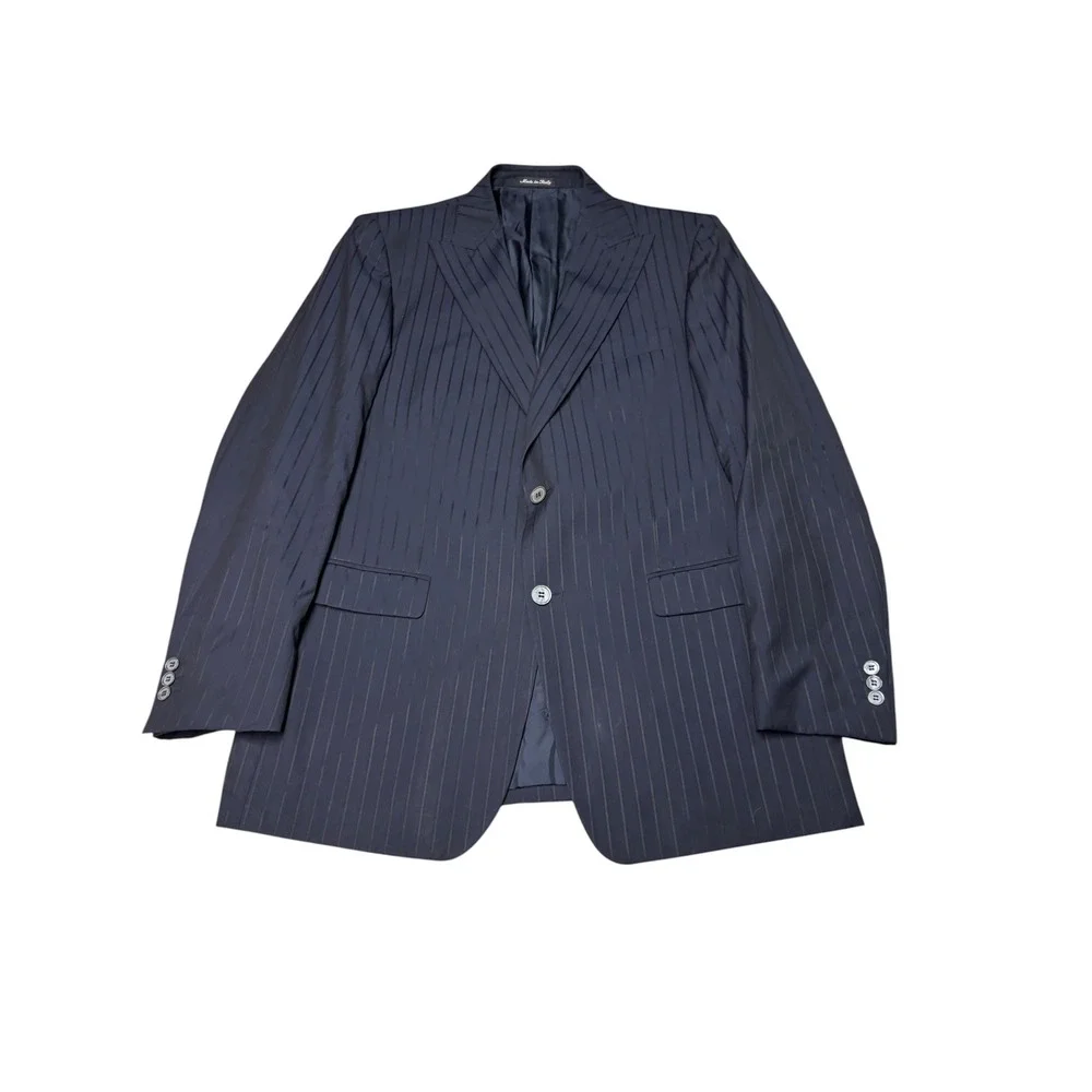Pal Zileri Cerimonia Mens Navy Pinstripe  100s Wool Blazer‎ Italy 54R Eu 44R US